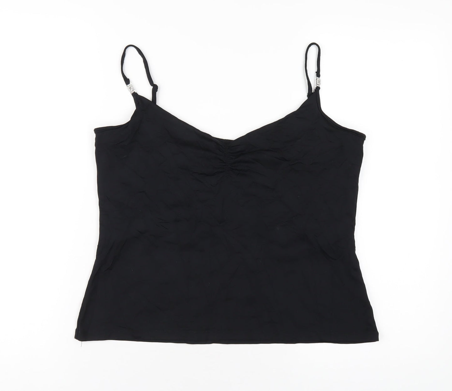 NEXT Womens Black Polyamide Camisole T-Shirt Size 18 V-Neck