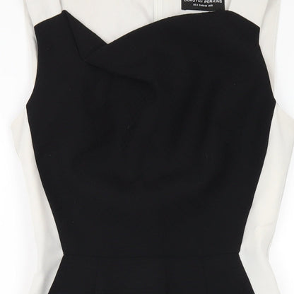 Dorothy Perkins Womens Black Polyester Pencil Dress Size 8 V-Neck Zip