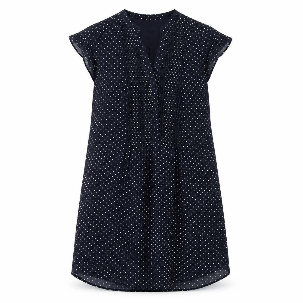 H&M Womens Blue Polka Dot Polyester A-Line Size 10 V-Neck Pullover