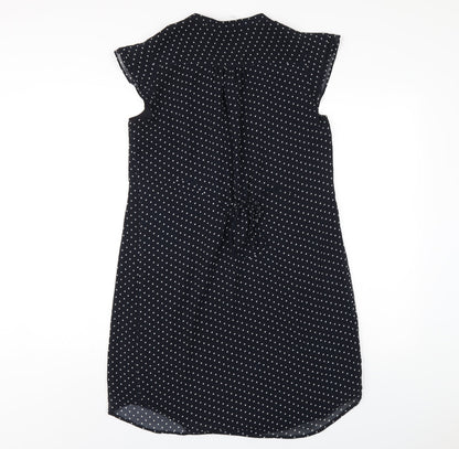 H&M Womens Blue Polka Dot Polyester A-Line Size 10 V-Neck Pullover