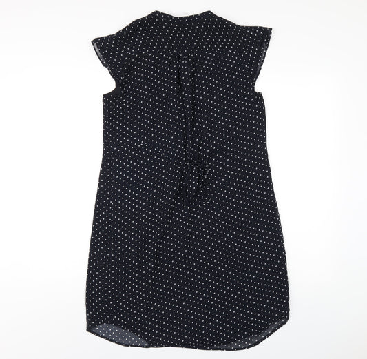H&M Womens Blue Polka Dot Polyester A-Line Size 10 V-Neck Pullover