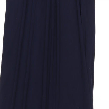 Monsoon Womens Blue Viscose Maxi Size 10 Square Neck Zip