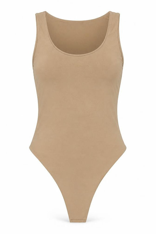 Womens UK Size 10 Boohoo One-Piece Beige Bodysuit