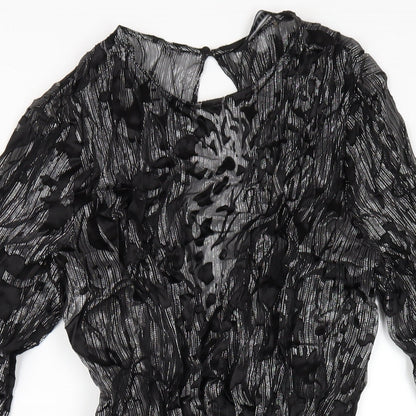 Zara Womens Black Viscose A-Line Size M Round Neck Button