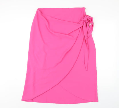 New Look Womens Pink Polyester A-Line Skirt Size M Zip