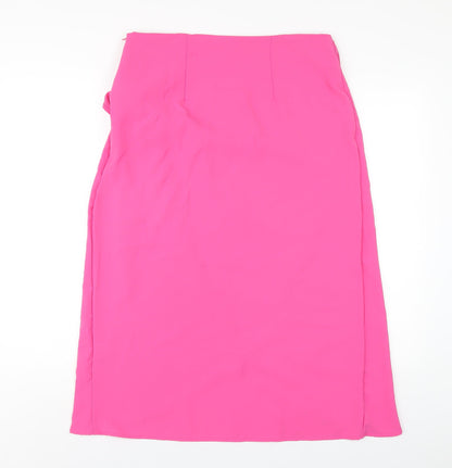 New Look Womens Pink Polyester A-Line Skirt Size M Zip