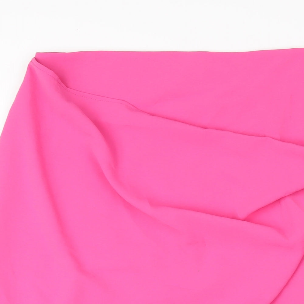 New Look Womens Pink Polyester A-Line Skirt Size M Zip