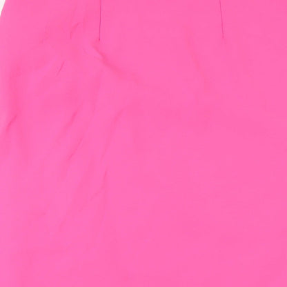 New Look Womens Pink Polyester A-Line Skirt Size M Zip