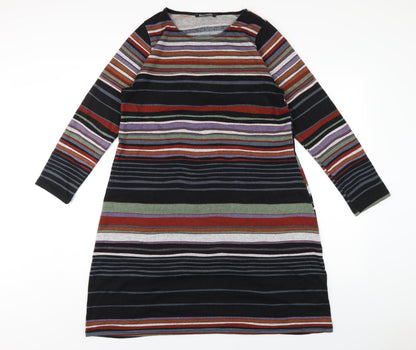 Bonmarché Womens Multicoloured Striped Polyester A-Line Size 14 Round Neck Pullover