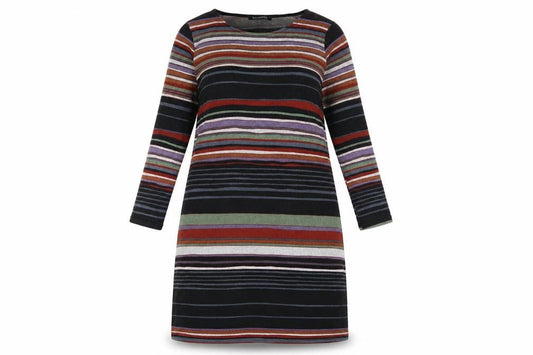 Bonmarché Womens Multicoloured Striped Polyester A-Line Size 14 Round Neck Pullover