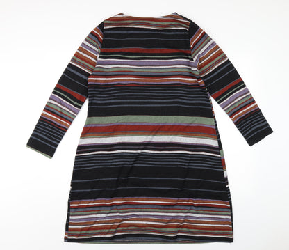 Bonmarché Womens Multicoloured Striped Polyester A-Line Size 14 Round Neck Pullover