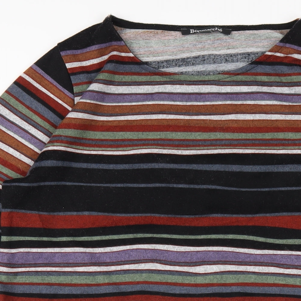 Bonmarché Womens Multicoloured Striped Polyester A-Line Size 14 Round Neck Pullover