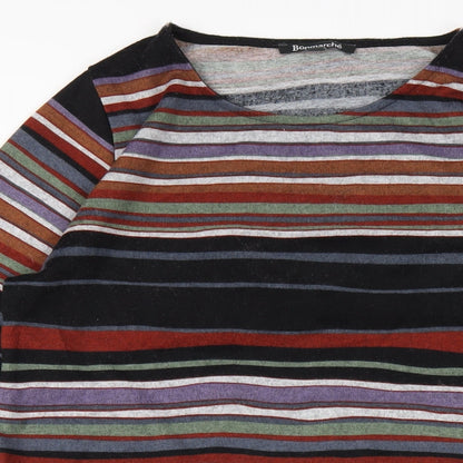 Bonmarché Womens Multicoloured Striped Polyester A-Line Size 14 Round Neck Pullover