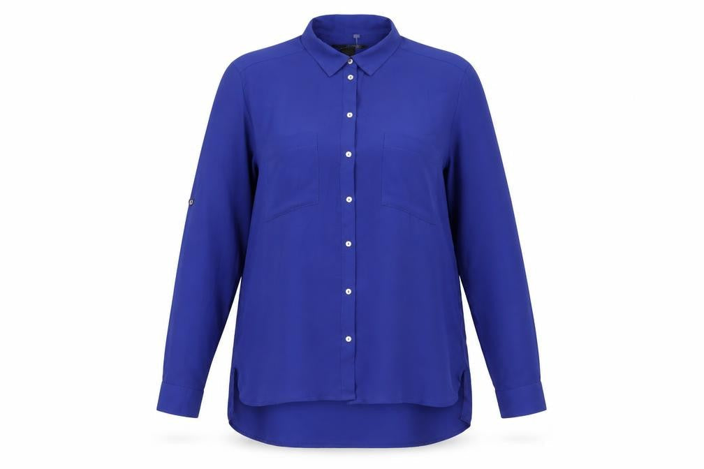 Womens UK Size 10 H&M Blue Basic Button-Up