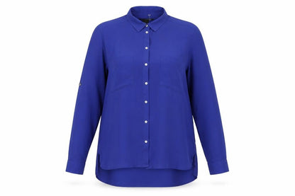 Womens UK Size 10 H&M Blue Basic Button-Up