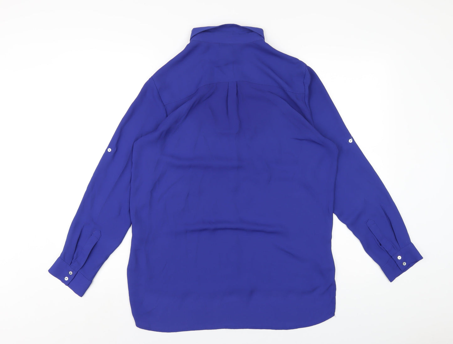 Womens UK Size 10 H&M Blue Basic Button-Up