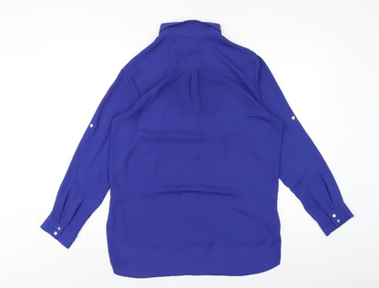 Womens UK Size 10 H&M Blue Basic Button-Up