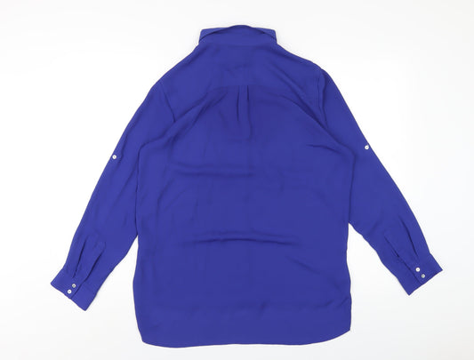 Womens UK Size 10 H&M Blue Basic Button-Up
