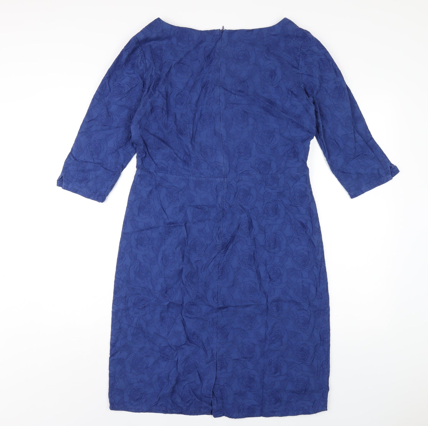 Dickins & Jones Womens Blue Cotton A-Line Size 12 Round Neck Zip
