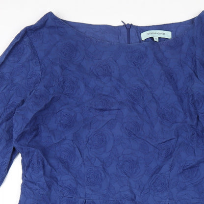 Dickins & Jones Womens Blue Cotton A-Line Size 12 Round Neck Zip