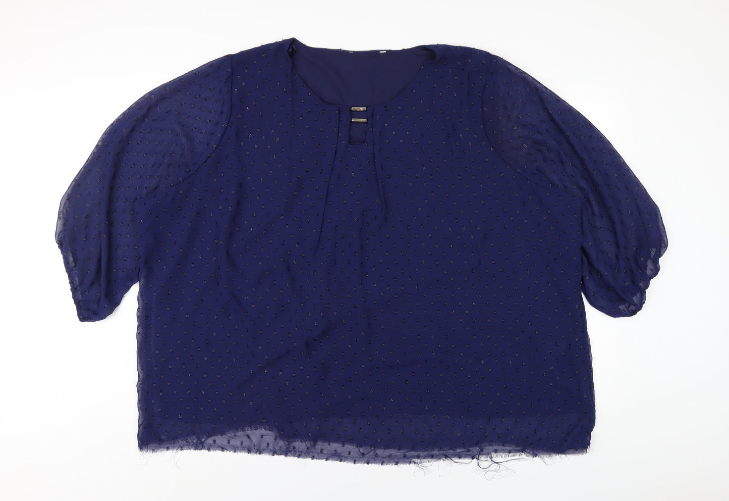 Bonmarché Womens Blue Polyester Basic Blouse Size 26 Round Neck