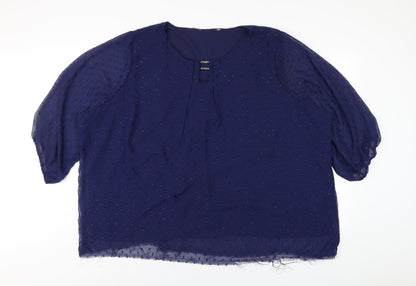 Bonmarché Womens Blue Polyester Basic Blouse Size 26 Round Neck