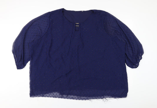 Bonmarché Womens Blue Polyester Basic Blouse Size 26 Round Neck