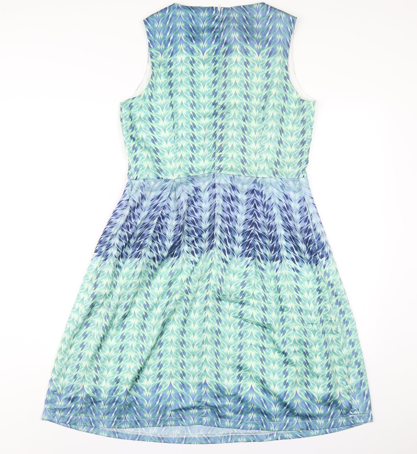 Smashed Lemon Womens Multicoloured Geometric Polyester A-Line Size 12 Off the Shoulder Zip