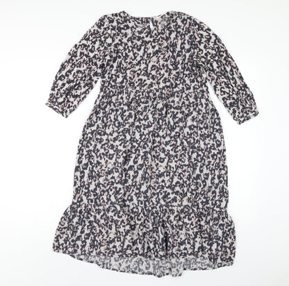 NEXT Girls Multicoloured Geometric Viscose A-Line Size 9 Years Round Neck Button