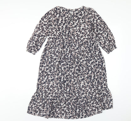 NEXT Girls Multicoloured Geometric Viscose A-Line Size 9 Years Round Neck Button