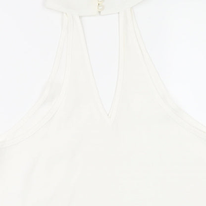 Womens UK Size M Love & Other Things White Basic T-Shirt