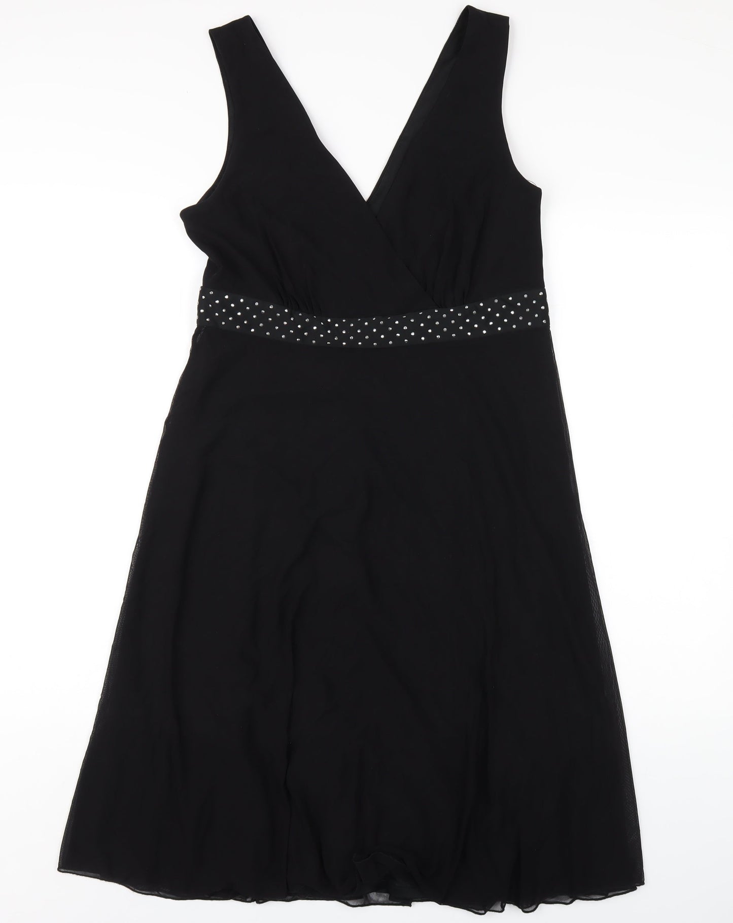 NEXT Womens Black Nylon Tank Dress Size 12 V-Neck Zip