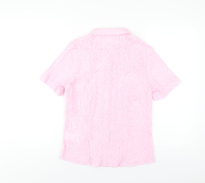 Damart Womens Pink Cotton Basic Button-Up Size 10 Collared