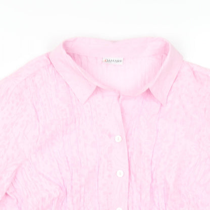 Damart Womens Pink Cotton Basic Button-Up Size 10 Collared