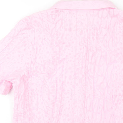 Damart Womens Pink Cotton Basic Button-Up Size 10 Collared