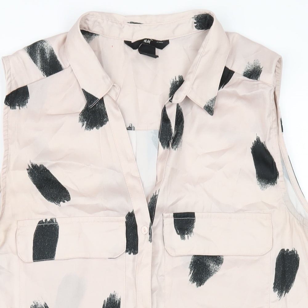 Womens UK Size 12 H&M Pink Basic Button-Up