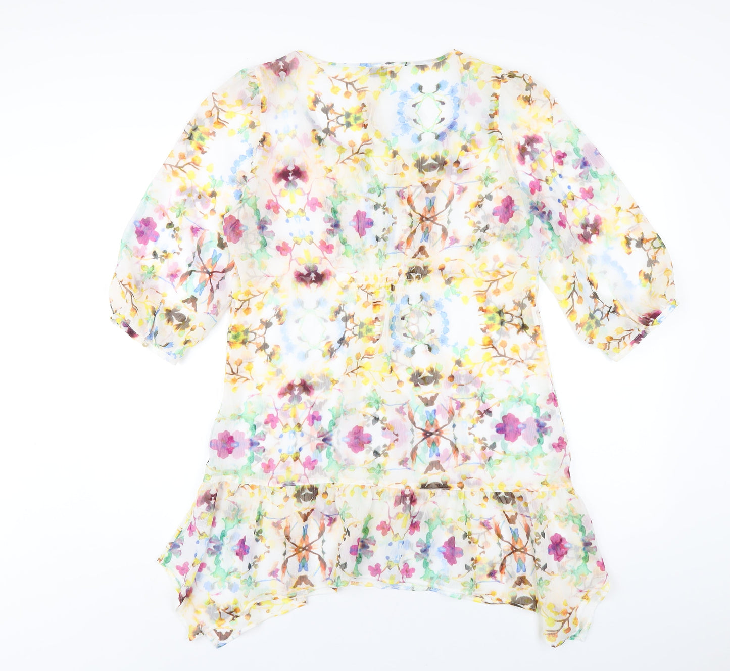 Indigo Womens Multicoloured Floral Polyester A-Line Size 12 Round Neck Pullover