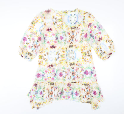 Indigo Womens Multicoloured Floral Polyester A-Line Size 12 Round Neck Pullover