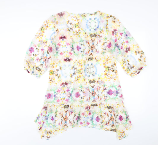 Indigo Womens Multicoloured Floral Polyester A-Line Size 12 Round Neck Pullover