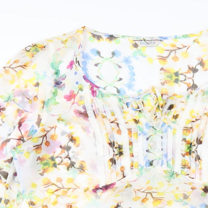 Indigo Womens Multicoloured Floral Polyester A-Line Size 12 Round Neck Pullover