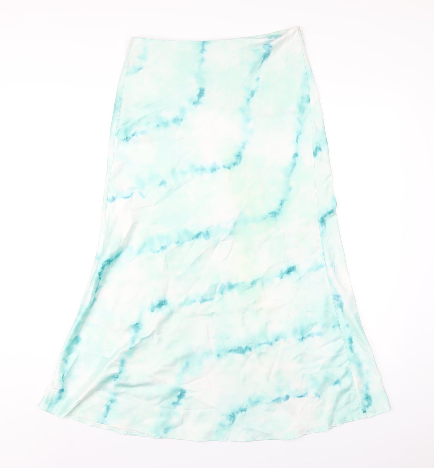 Bershka Womens Green Polyester A-Line Skirt Size M Zip