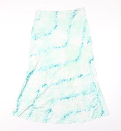 Bershka Womens Green Polyester A-Line Skirt Size M Zip