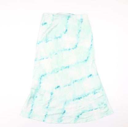 Bershka Womens Green Polyester A-Line Skirt Size M Zip