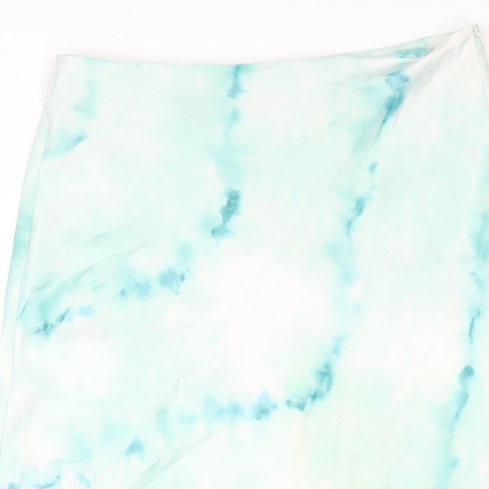 Bershka Womens Green Polyester A-Line Skirt Size M Zip