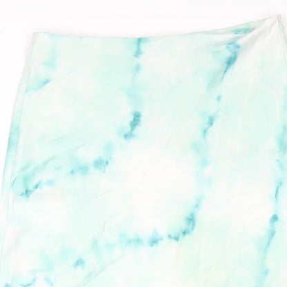 Bershka Womens Green Polyester A-Line Skirt Size M Zip