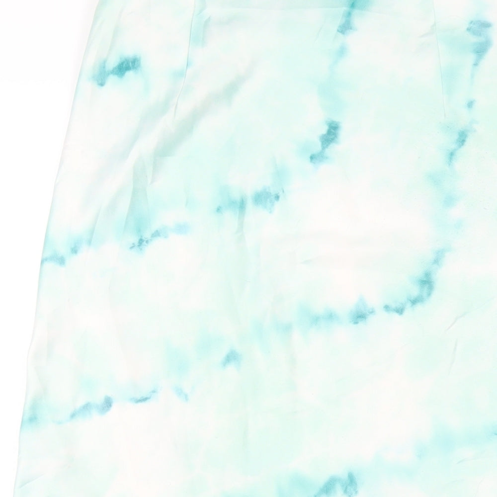 Bershka Womens Green Polyester A-Line Skirt Size M Zip