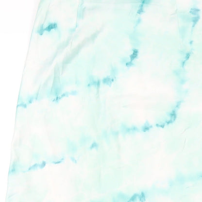 Bershka Womens Green Polyester A-Line Skirt Size M Zip