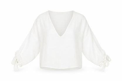 Zara Womens White Polyester Basic T-Shirt Size S V-Neck