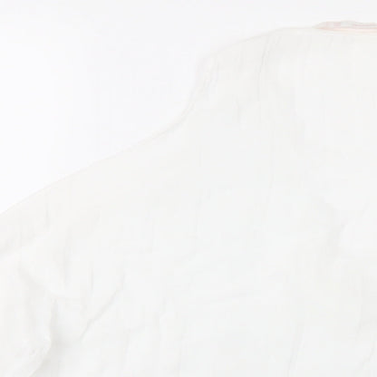 Zara Womens White Polyester Basic T-Shirt Size S V-Neck