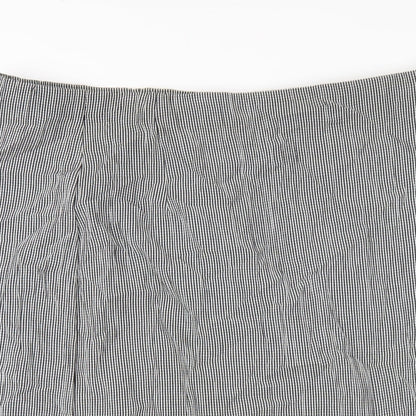 Marks and Spencer Womens Black Check Viscose Wrap Skirt Size 18 Button